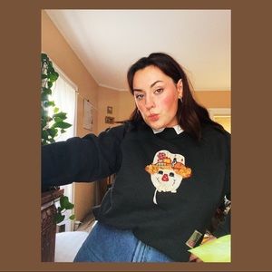 🍂 Vintage Black Scarecrow Patch Crewneck 🍂